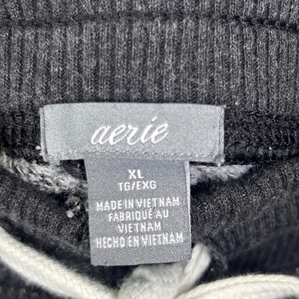 Aerie Joggers Size XL Charcoal Gray Marl Sweatpants Ankle Zip Pockets Tiny Flaws - Picture 3 of 11